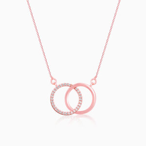 "Double Ring Necklace - Sterling Silver with Interlocking Circles"