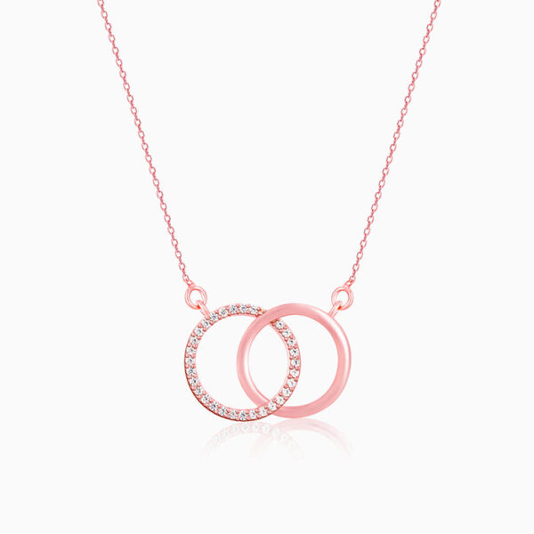 "Double Ring Necklace - Sterling Silver with Interlocking Circles"