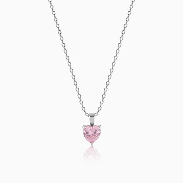 "Pink Solitaire Necklace - Sterling Silver with Rose CZ Stone"