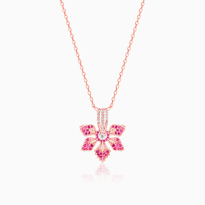 Rose Gold Necklace with Pink Micro Stone