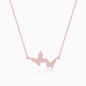 "Double Butterfly Necklace - Sterling Silver with Delicate Wings"