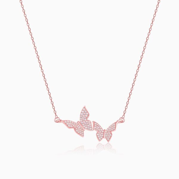 "Double Butterfly Necklace - Sterling Silver with Delicate Wings"